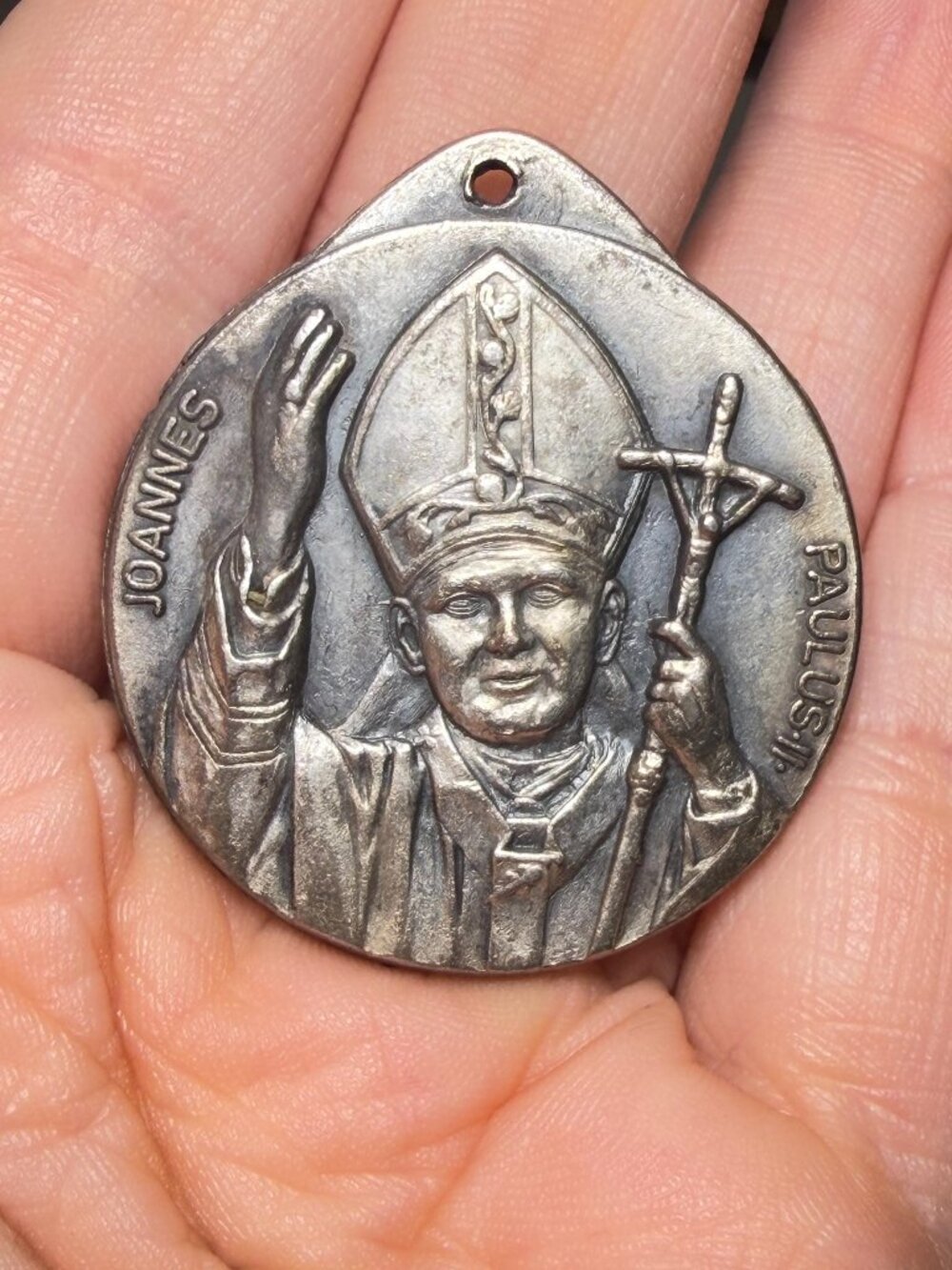 Vintage Pope John Paul II Medal Roma Italy Catholic Pendant 1.25”